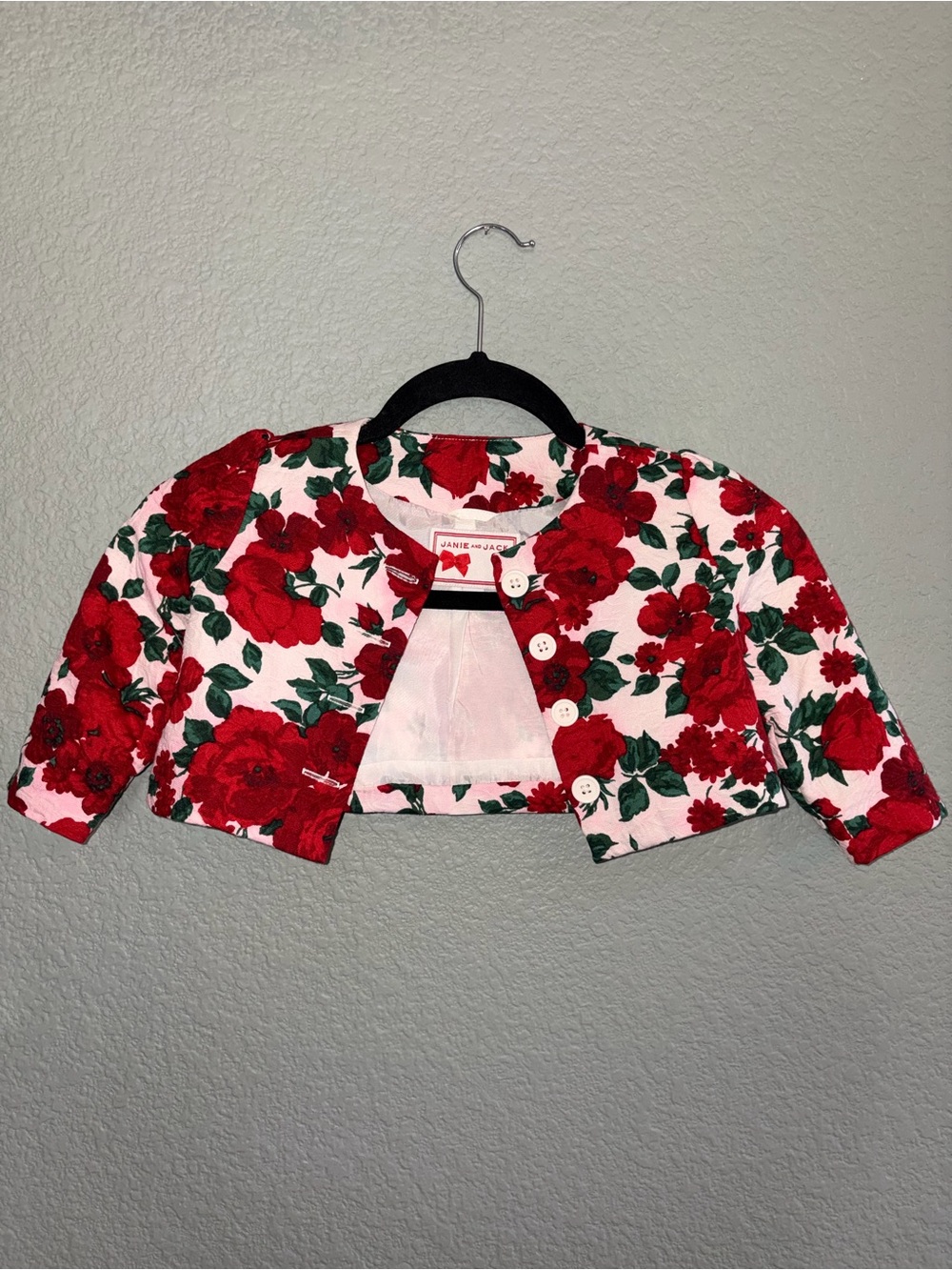Janie and Jack Girls Floral Bolero Jacket Pink Red Green